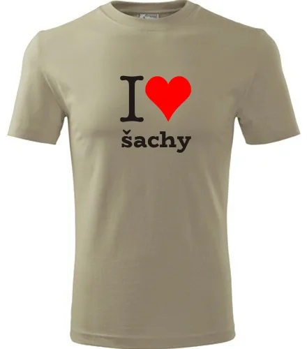 Khaki tričko I love šachy
