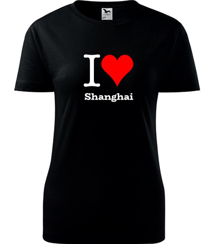 Černé dámské tričko I love Shanghai