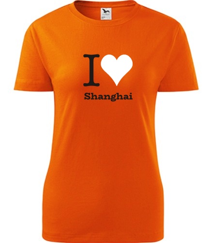 Oranžové dámské tričko I love Shanghai