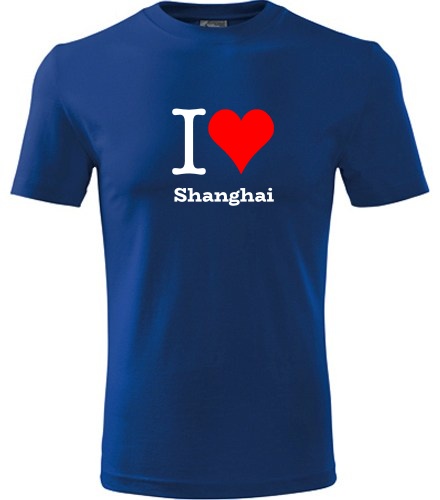 Modré tričko I love Shanghai