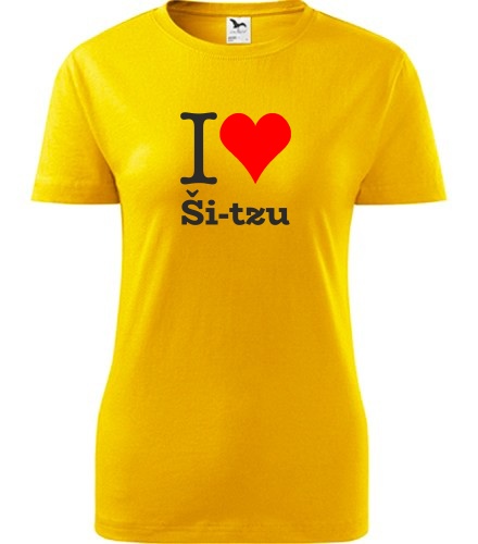 Žluté dámské tričko I love Ši-tzu