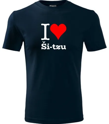 Tmavě modré dětské tričko I love Ši-tzu