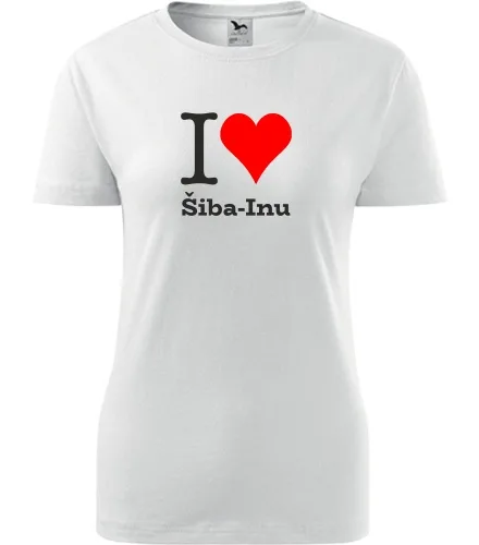 Bílé dámské tričko I love Šiba-Inu
