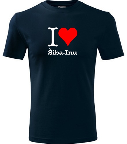 Tmavě modré dětské tričko I love Šiba-Inu