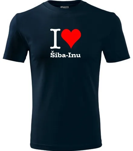 Tmavě modré tričko I love Šiba-Inu