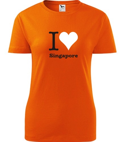Oranžové dámské tričko I love Singapore