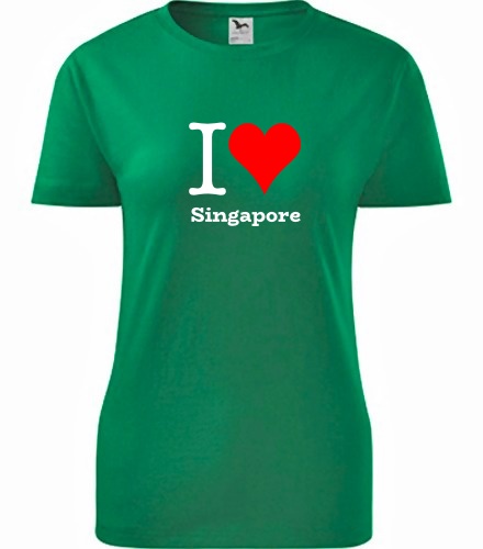 Zelené dámské tričko I love Singapore