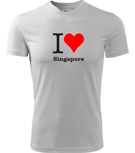 Bílé tričko I love Singapore