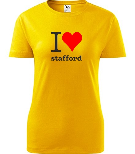 Žluté dámské tričko I love stafford