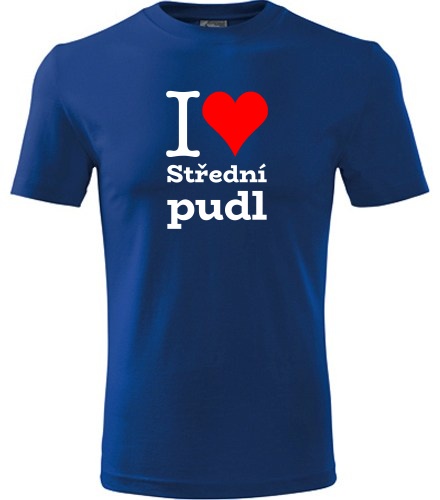 Modré dětské tričko I love Střední pudl