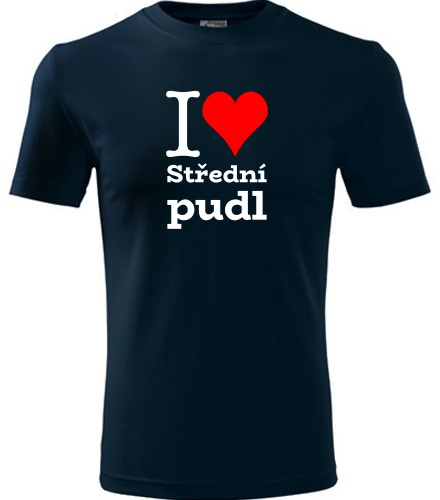 Tmavě modré tričko I love Střední pudl