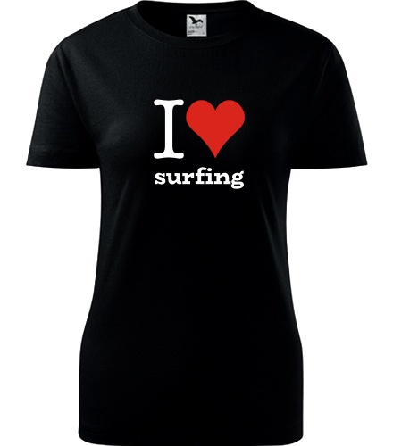 Černé dámské tričko I love surfing