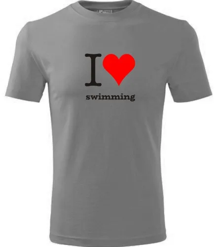Šedé tričko I love swimming