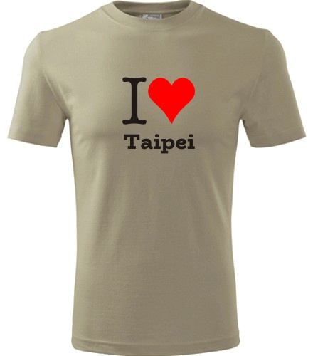 Khaki tričko I love Taipei