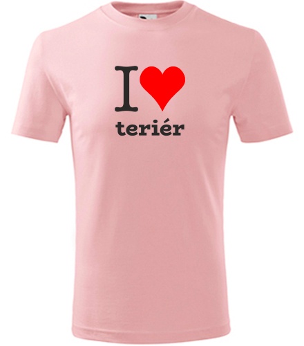 Růžové dětské tričko I love teriér