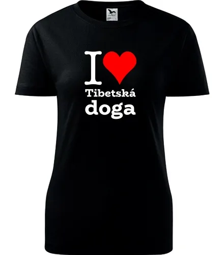 Černé dámské tričko I love Tibetská doga