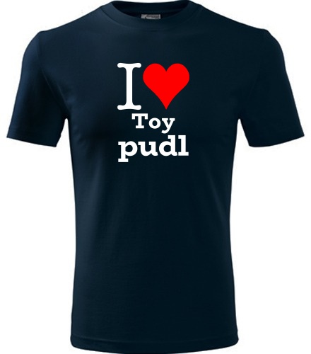 Tmavě modré dětské tričko I love Toy pudl