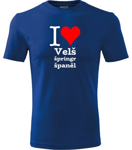 Modré tričko I love Velš špringr španěl