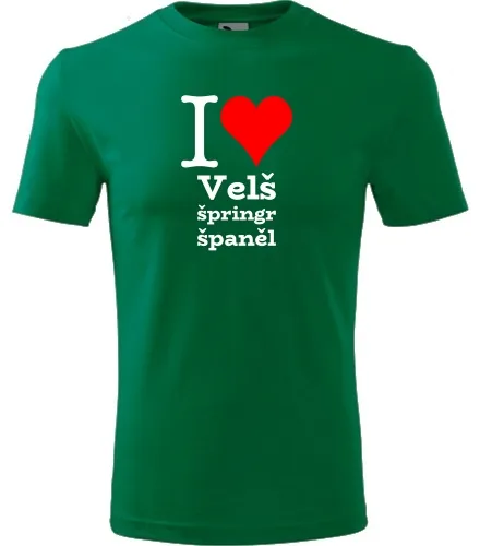 Zelené tričko I love Velš špringr španěl
