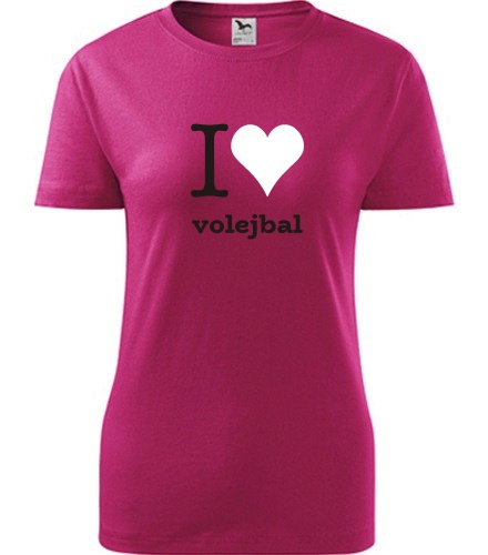 Purpurové dámské tričko I love volejbal
