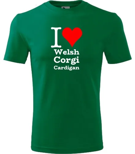 Zelené tričko I love Welsh Corgi Cardigan