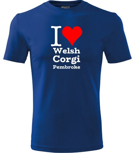 Modré dětské tričko I love Welsh Corgi Pembroke