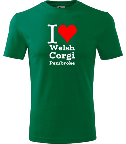 Zelené dětské tričko I love Welsh Corgi Pembroke
