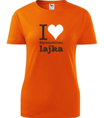 Oranžové dámské tričko I love Západosibiřská lajka