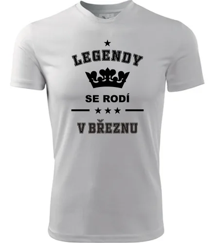 Bílé tričko Legendy se rodí v březnu