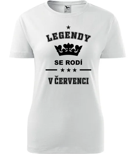 Bílé dámské tričko Legendy se rodí v červenci
