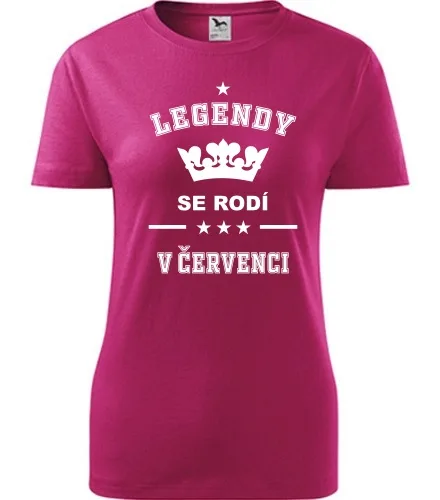 trička s potiskem Purpurové dámské tričko Legendy se rodí v červenci