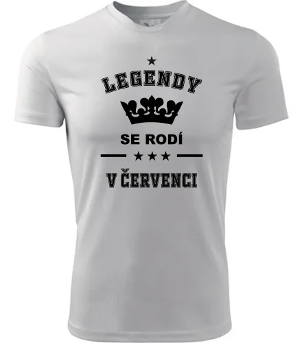 Bílé tričko Legendy se rodí v červenci