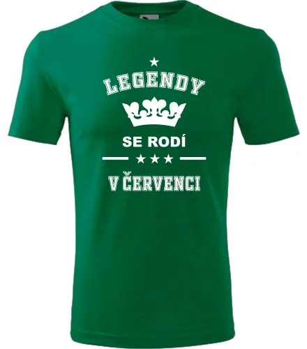 Zelené tričko Legendy se rodí v červenci