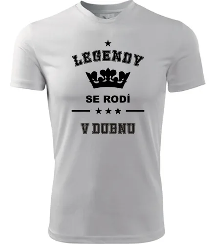 Bílé tričko Legendy se rodí v dubnu