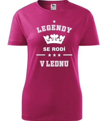trička s potiskem Purpurové dámské tričko Legendy se rodí v lednu