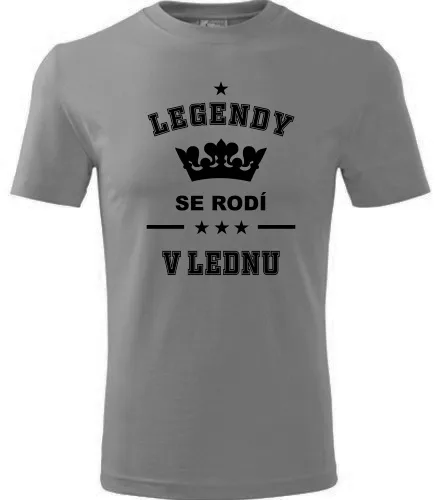 Šedé tričko Legendy se rodí v lednu