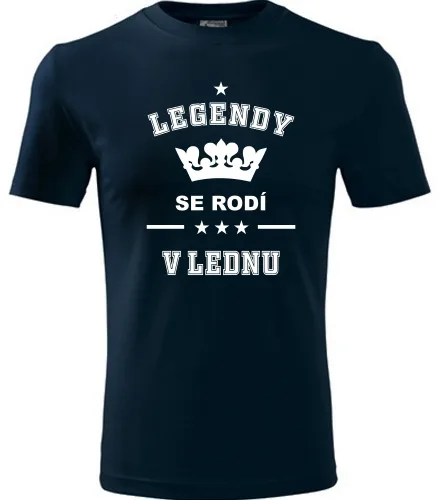 Tmavě modré tričko Legendy se rodí v lednu