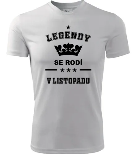 Bílé tričko Legendy se rodí v listopadu
