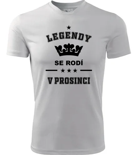 Bílé tričko Legendy se rodí v prosinci