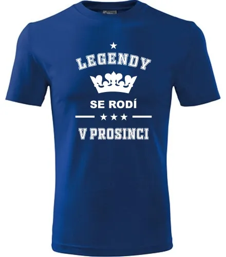 Modré tričko Legendy se rodí v prosinci