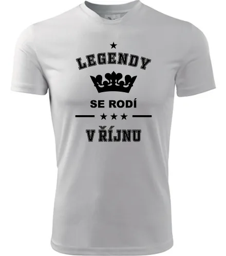 Bílé tričko Legendy se rodí v říjnu