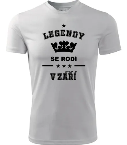 Bílé tričko Legendy se rodí v září