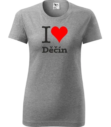 Šedé dámské tričko I love Děčín