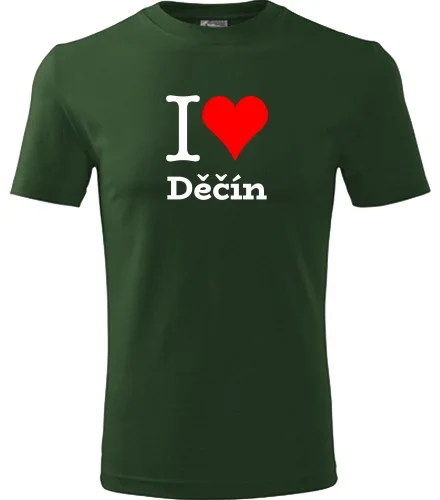 Lahvově zelené tričko I love Děčín