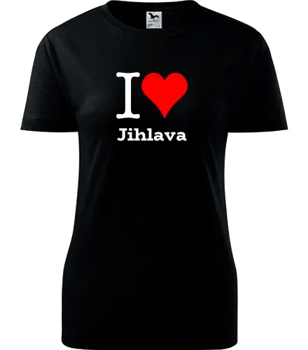 Černé dámské tričko I love Jihlava