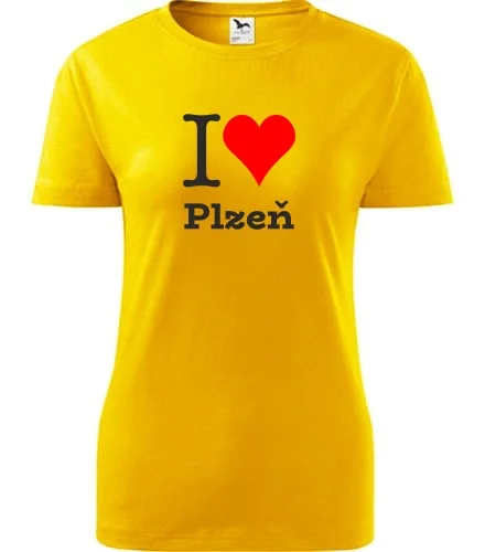 Žluté dámské tričko I love Plzeň