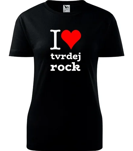 Černé dámské tričko I love tvrdej rock